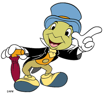 Jiminy cricket from Disney's Pinocchio.  
