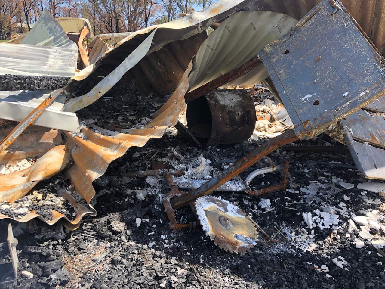 Debris at the house site