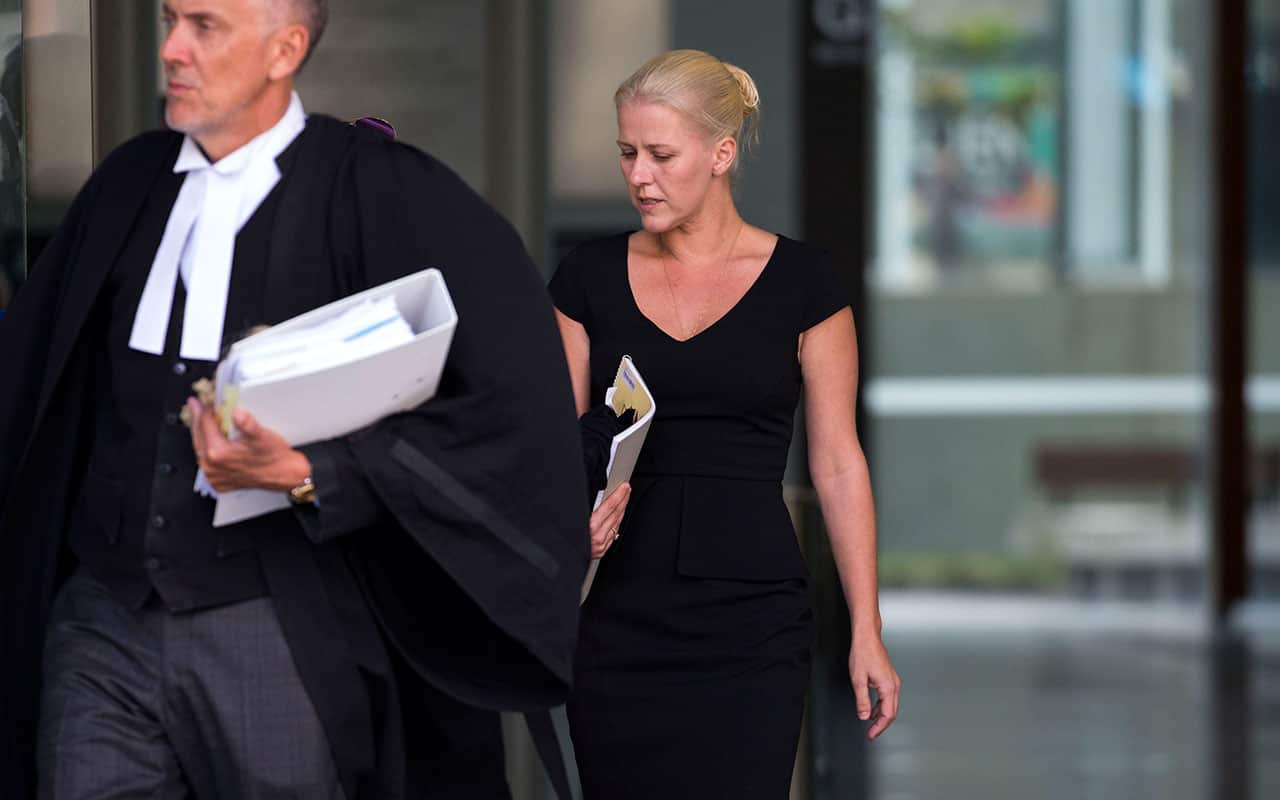 Heidi Strbak leaves the Supreme Court in Brisbane, Friday, November 10, 2017.