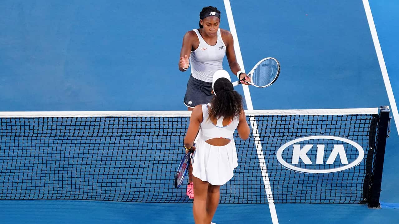Coco Gauff and Naomi Osaka on day five of the Australian Open tennis tournament at Rod Laver Arena in Melbourne.
