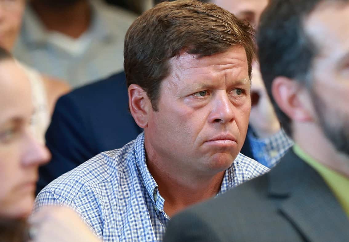 Conrad Roy Jr. listens as Michelle Carter is sentenced for involuntary manslaughter for encouraging his son (AAP)