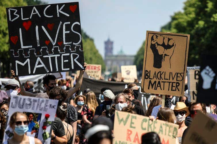 Black Lives Matter protests on the streets of Berlin in June.