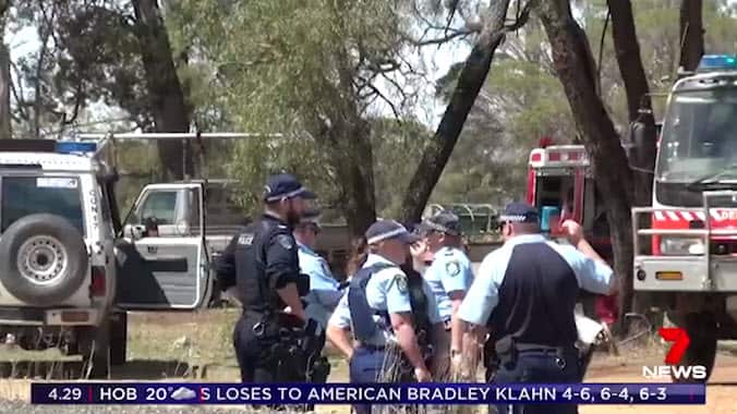 Police at the scene of the alleged kidnapping. 