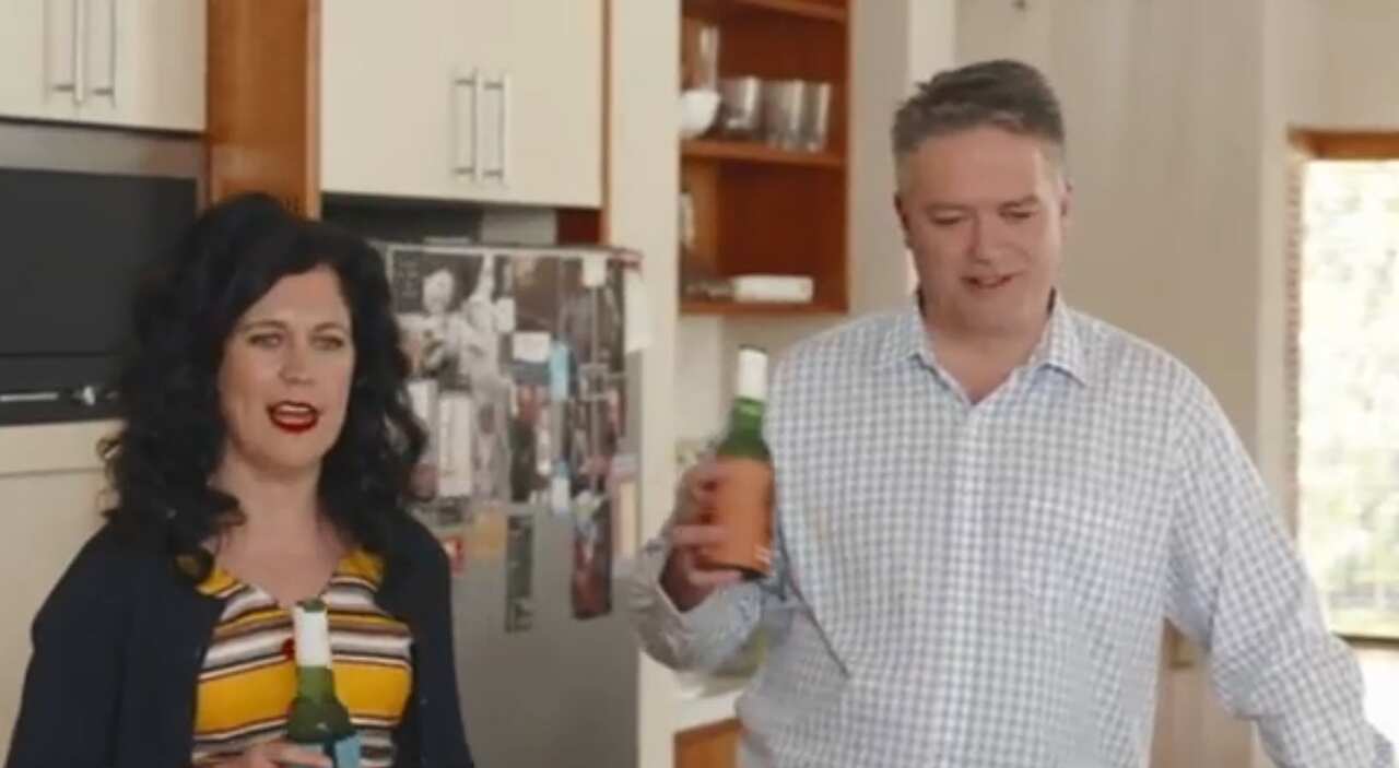Bottoms up: Mathias Cormann and Kitchen Cabinet host Annabel Crabb (ABC)