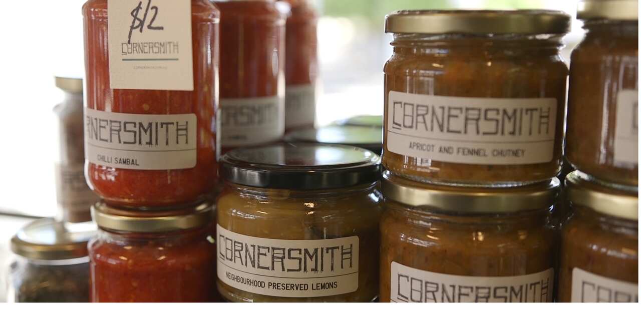 Cornersmith preserves are sold from the Marrickville factory and two cafes.