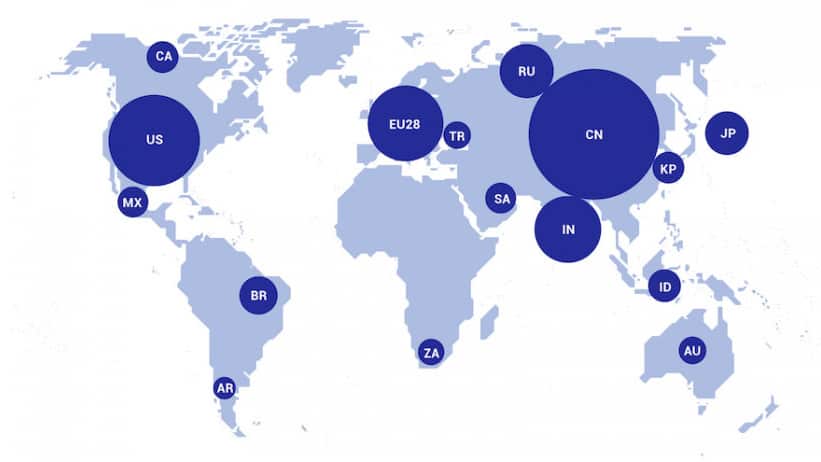 G20 nations collectively account for 78 per cent of all emissions, but only five of the bloc's members have committed to long-term zero emission targets.