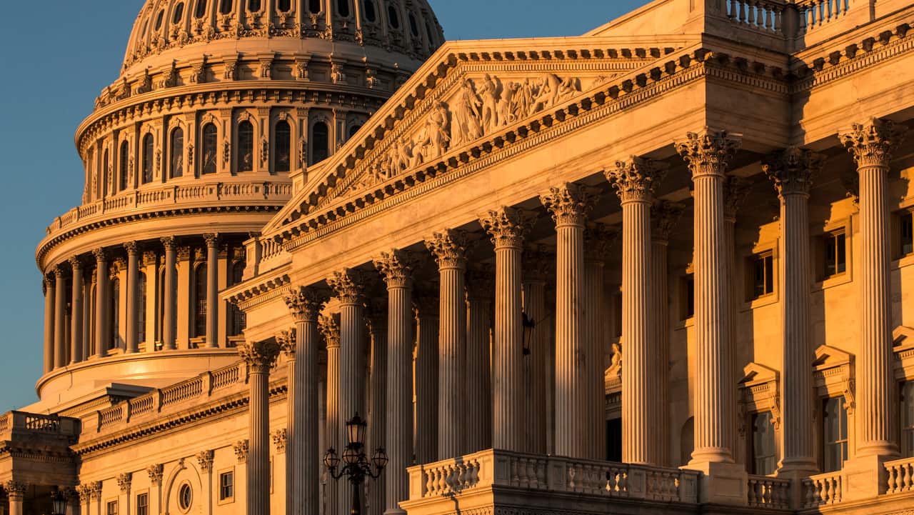 The Capitol is seen at sunrise  in Washington.