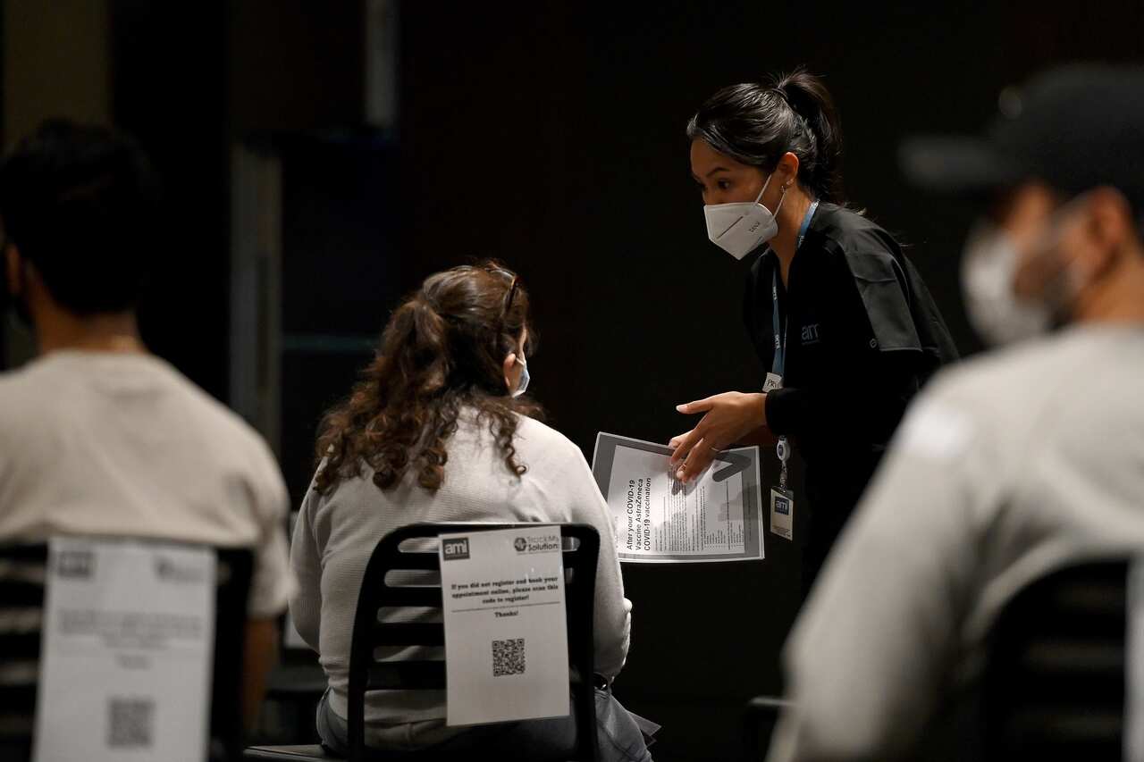 A COVID-19 vaccination clinic at the Bankstown Sports Club in Sydney.