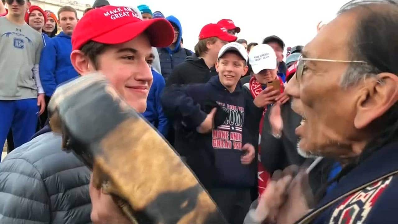 Teenagers have been accused of mocking a Native American Indian in the US.