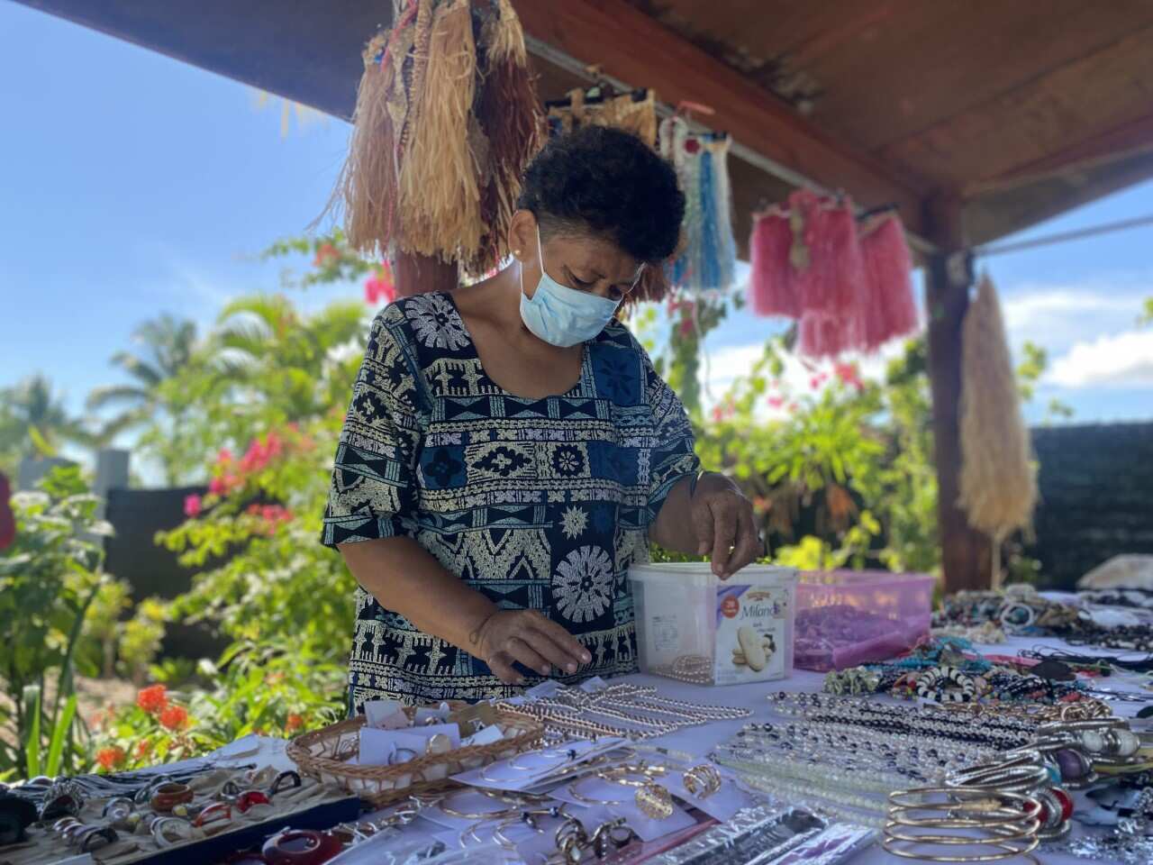 Prior to pandemic, Maraoli Duaka made a living selling handicrafts to hotel guests.