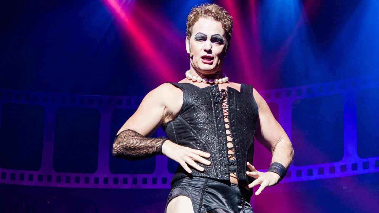 Actor Craig McLachlan performing as Frank-N-Furter in The Rocky Horror Picture Show.