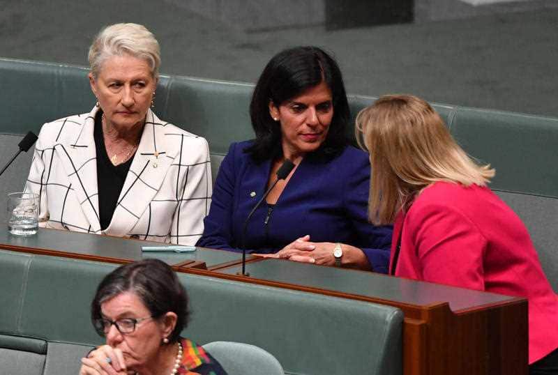 Independent MP for Wentworth Kerryn Phelps, Julia Banks and Centre Alliance member for Mayo Rebekha Sharkie.