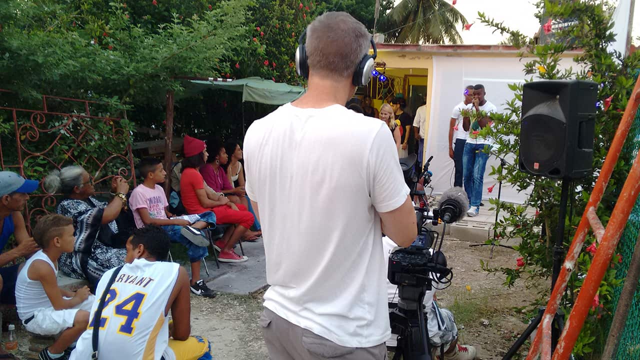 Aaron Thomas filming Cuba's Key Change