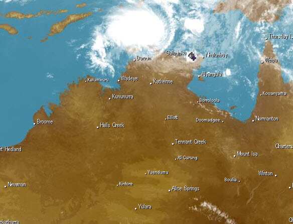 Radar image of Cyclone Marcus approaching. 