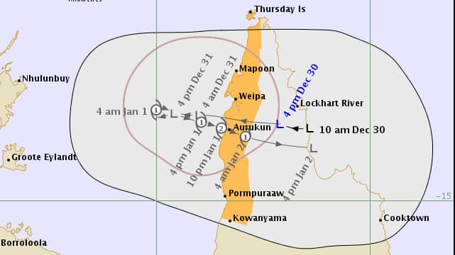The forecast path shown above is the Bureau of Meteorology's best estimate of the cyclone's future movement and intensity.