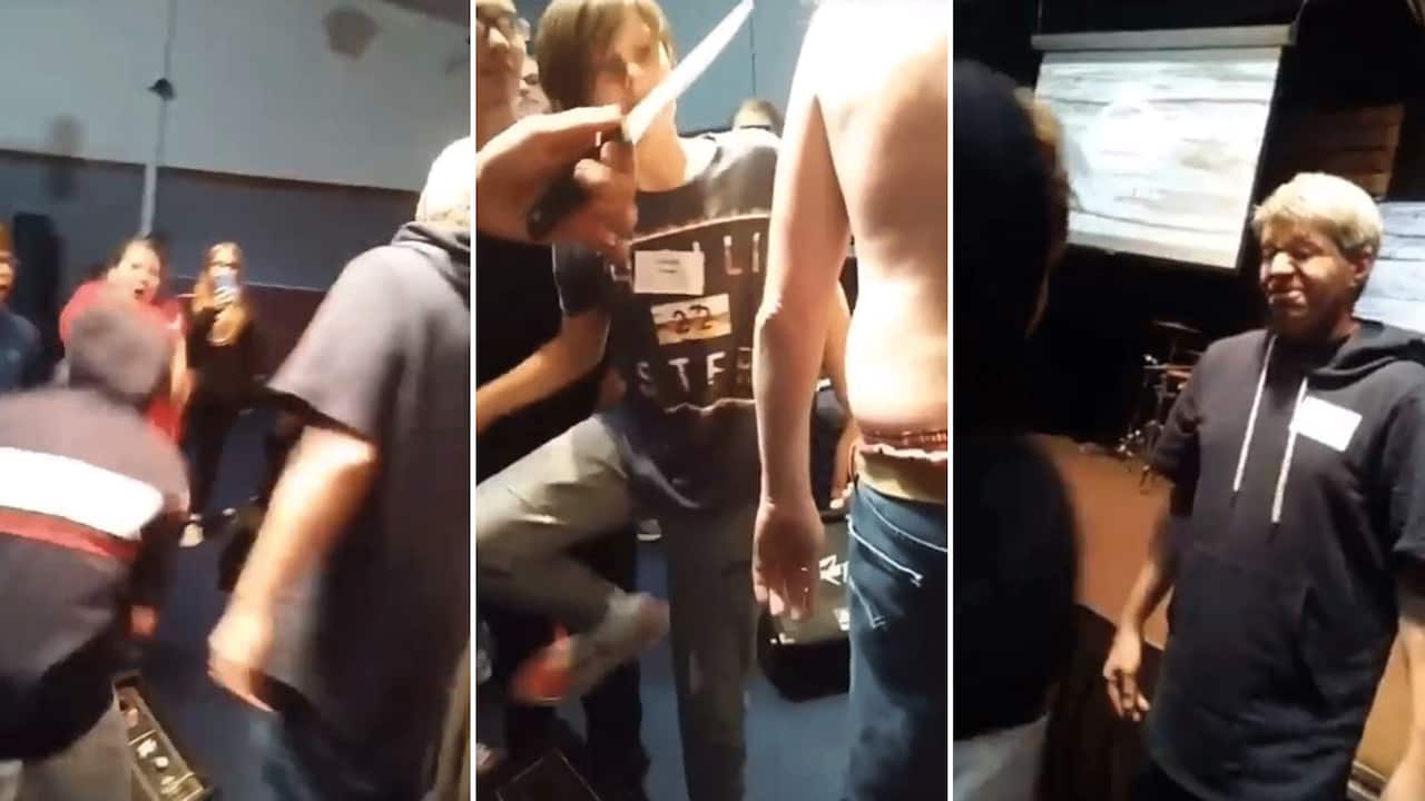 The video, posted to social media, shows children spitting in the Pastor's face and slicing him with a knife.