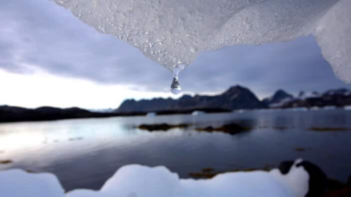 An iceberg melts in Kulusuk, Greenland near the Arctic circle 