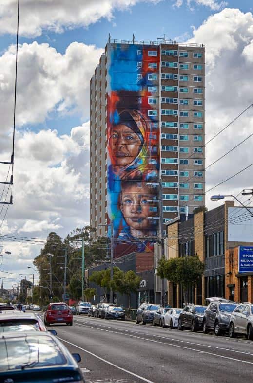 The 20-storey mural in Collingwood. 