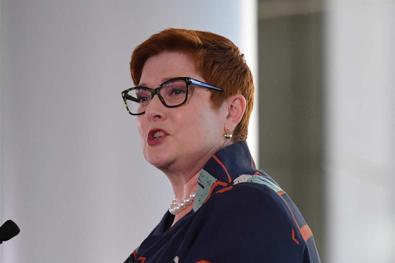 Minister for Foreign Affairs Marise Payne makes a keynote speech to the diplomatic corps at the Department of Foreign Affairs and Trade in Canberra, Friday, December 4, 2020. (AAP Image/Mick Tsikas) NO ARCHIVING