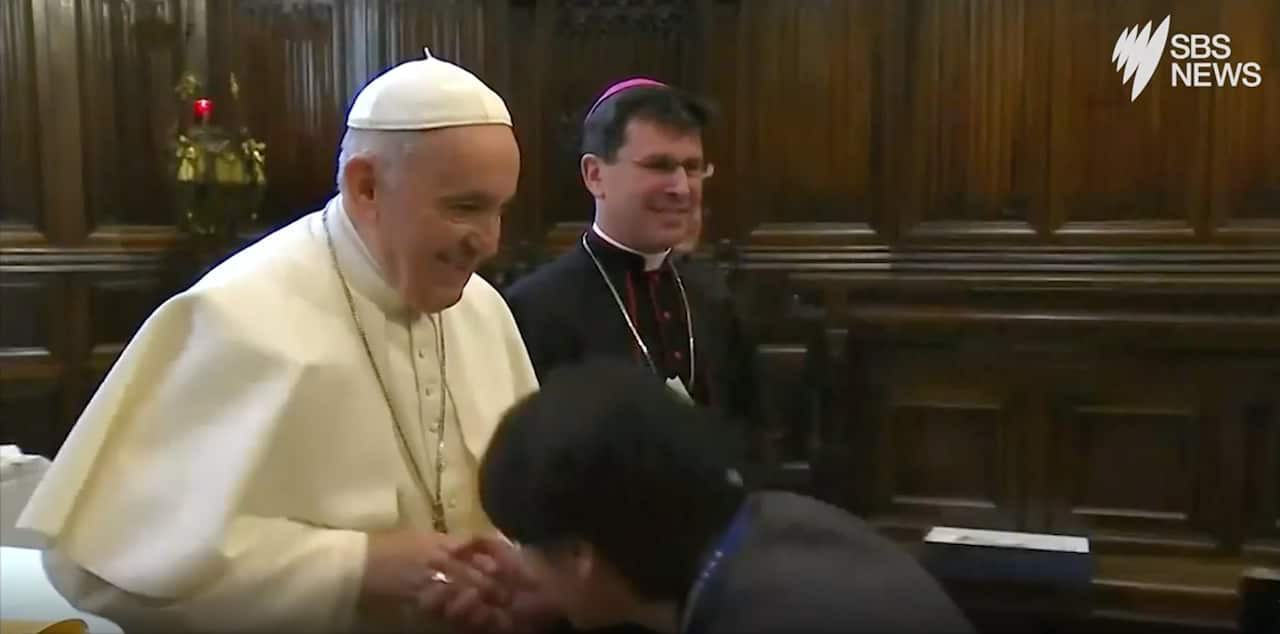 The pontiff has cleared the matter up, however - saying he was trying to avoid germs and prefers an embrace. 