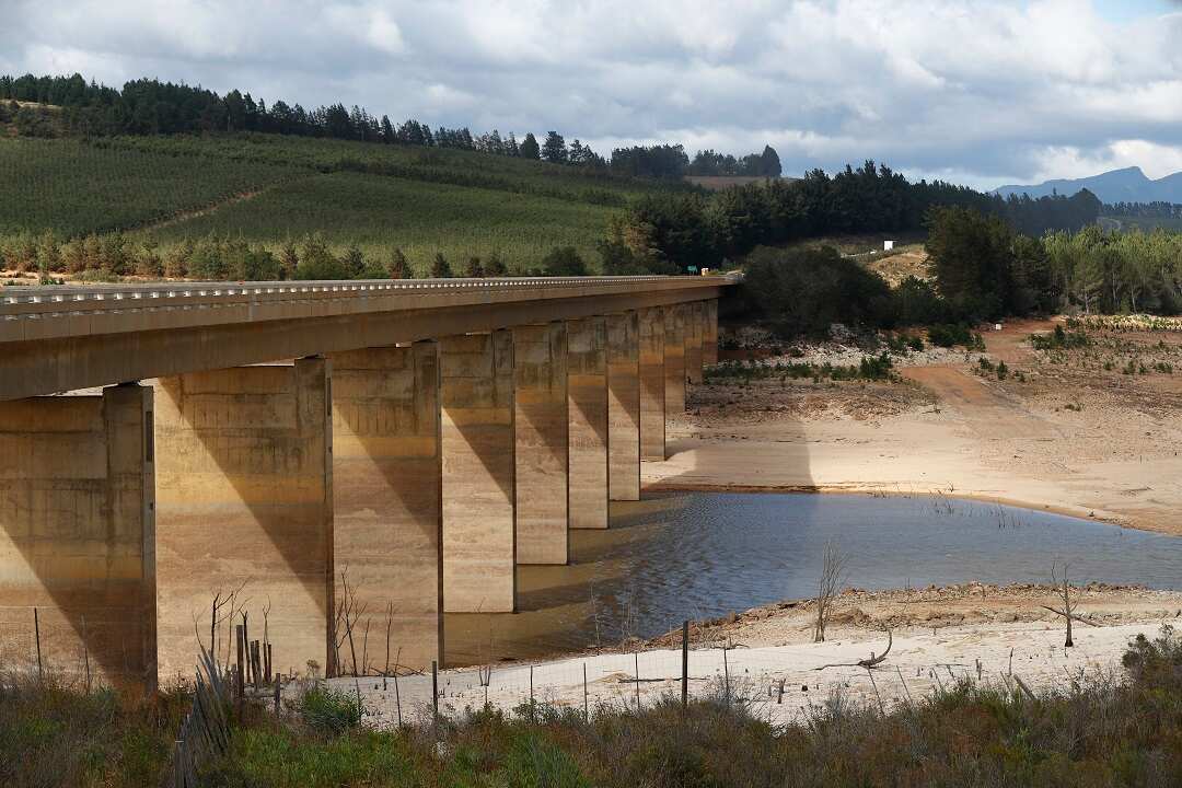 The critically low Theewaterskloof Dam is the single biggest dam supplying water to Cape Town.