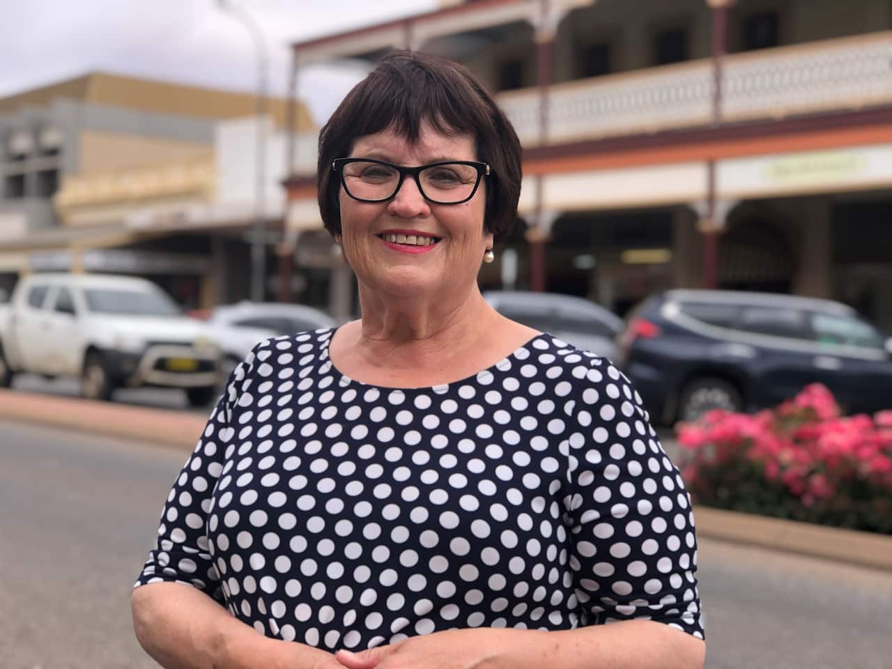 Broken Hill Mayor Darriea Turley stands in the main street of town. 