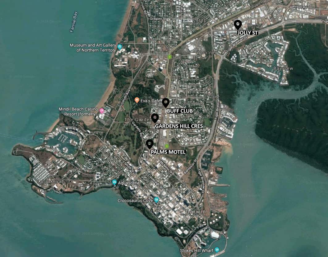 Locations of the shootings.