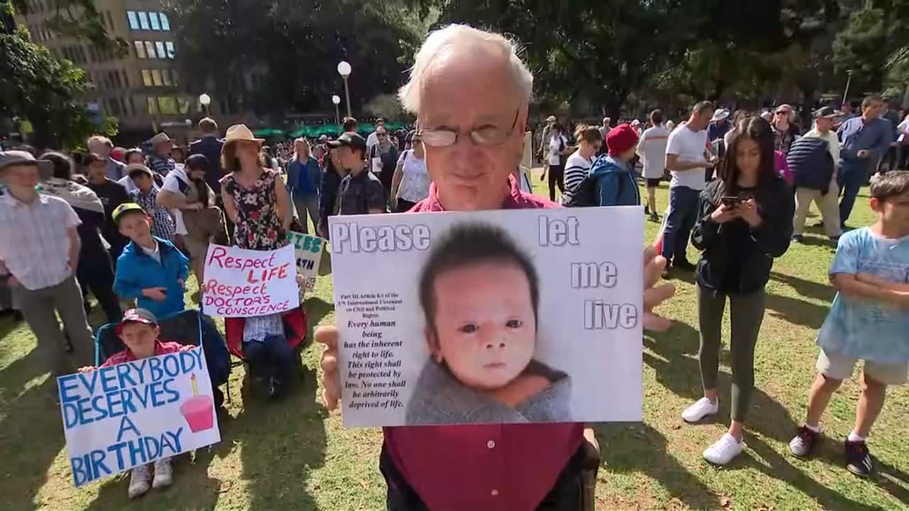 A protester at Sunday's rally.