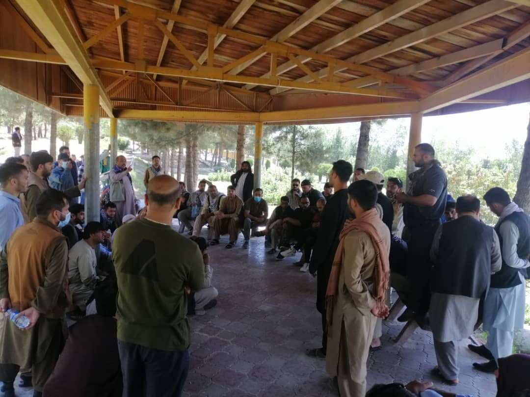 The guard is among a group of Australian contractors who protested near Australia's embassy in Kabul on Tuesday to call for protection.