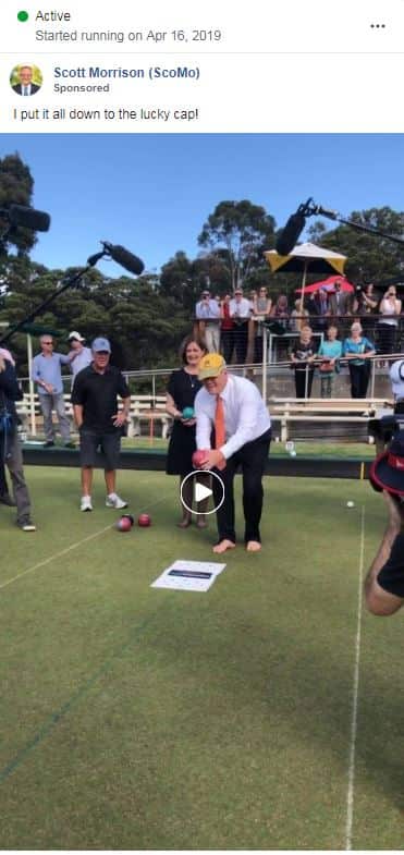 A Facebook ad currently running from Scott Morrison's page.