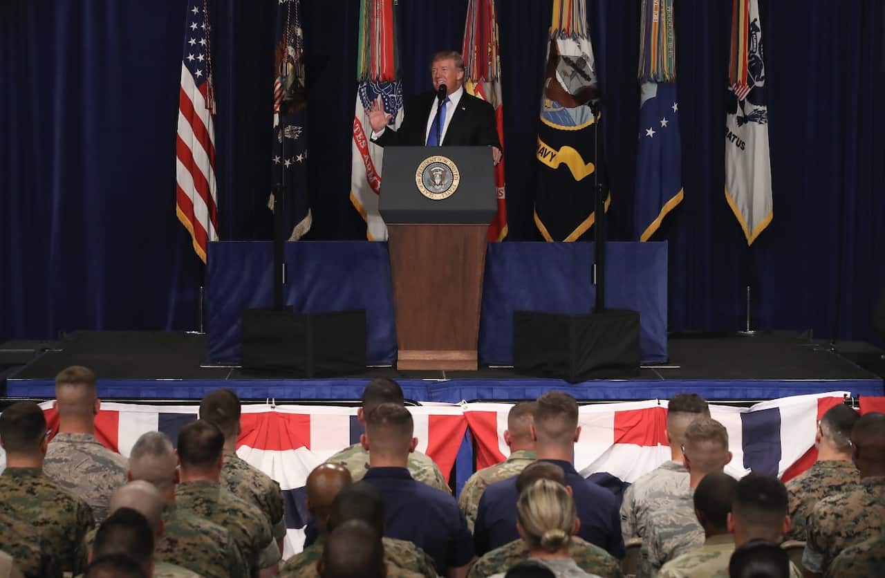 US President Donald J. Trump delivers remarks on America’s military involvement in Afghanistan (AAP)