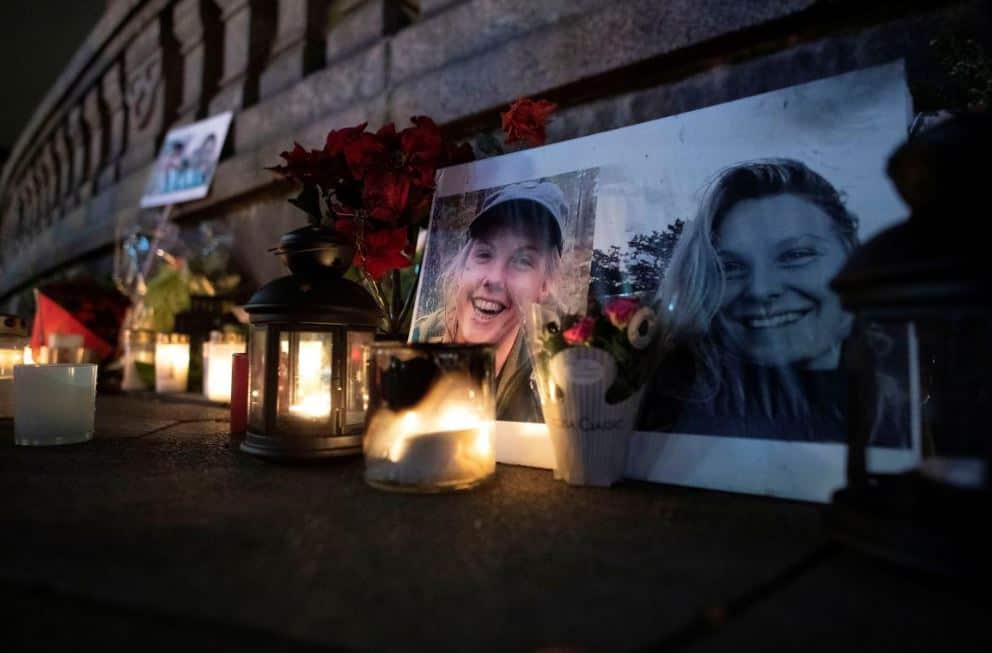 Flowers and candles in memory of Louisa Vesterager Jespersen and Maren Ueland, who were killed in Morocco during a trekking trip.