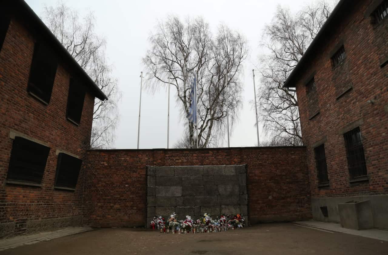 “Death Wall” – the courtyard of Block 11, Auschwitz I, where the German SS shot and killed more than 5,000 people 