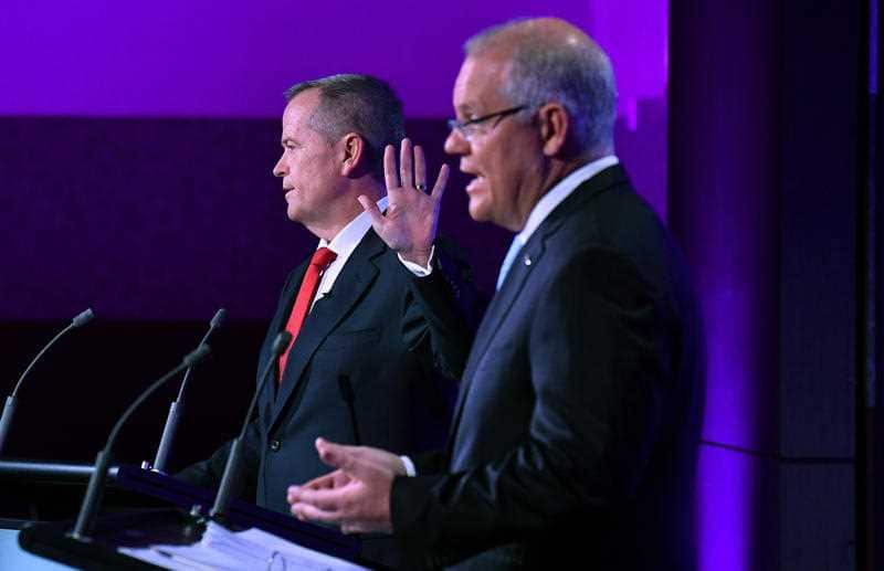 Mr Morrison and Mr Shorten face off in the most recent debate.