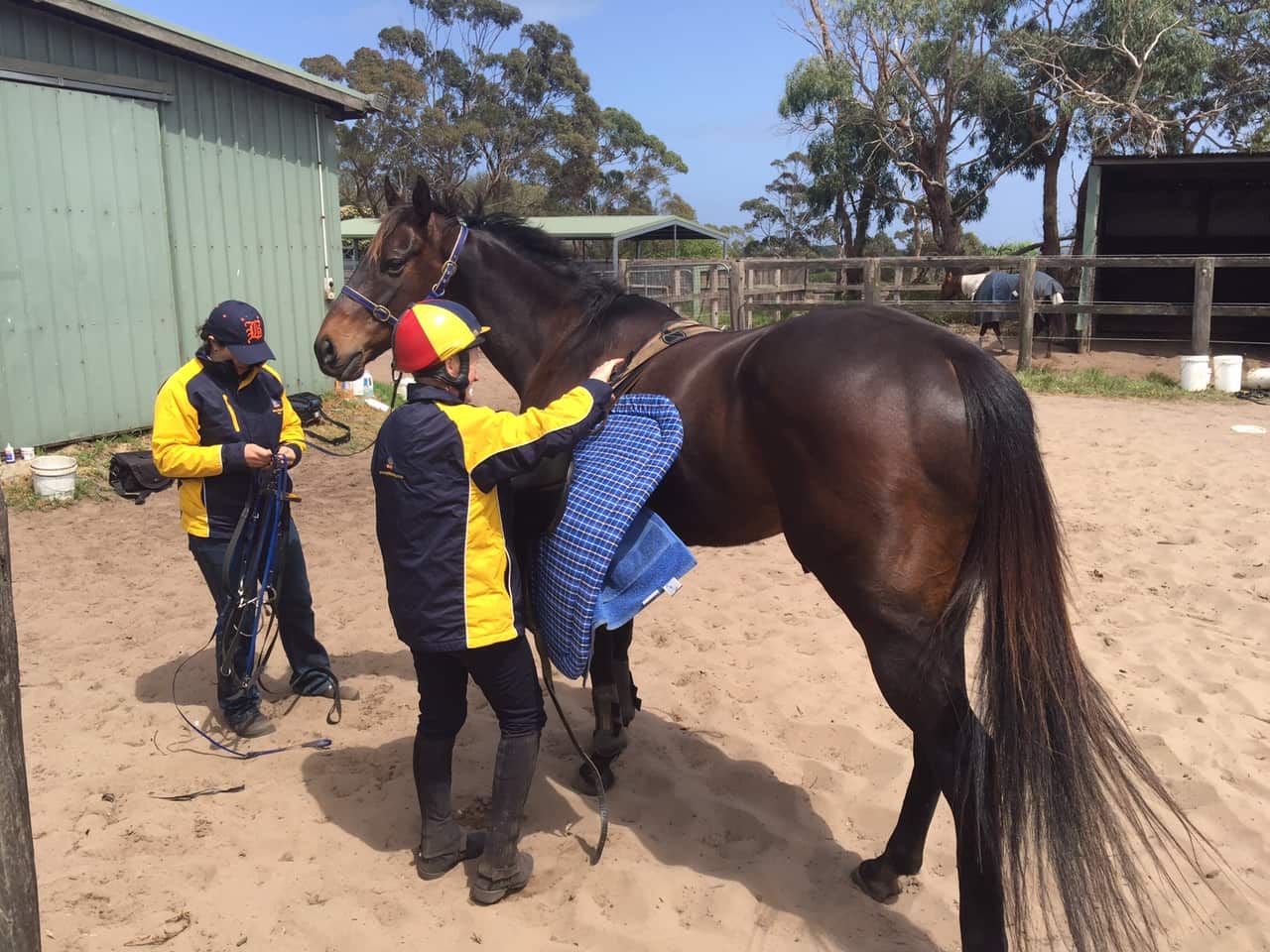 Jockey Debbie Waymouth (right) and her horse trainer daughter Rebecca Waymouth.