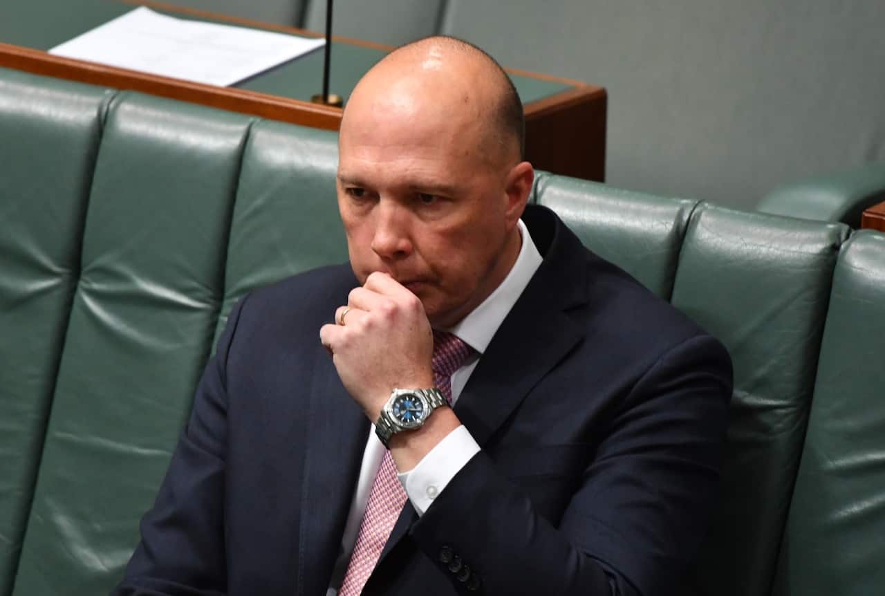 Minister for Home Affairs Peter Dutton in the House of Representatives at Parliament House in Canberra, Monday, September 10, 2018