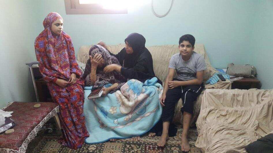 Hajar Mansoor Hasan (second from right), apparently targeted by authorities in retribution for the human rights work of her son-in-law, Sayed al-Wadaei.