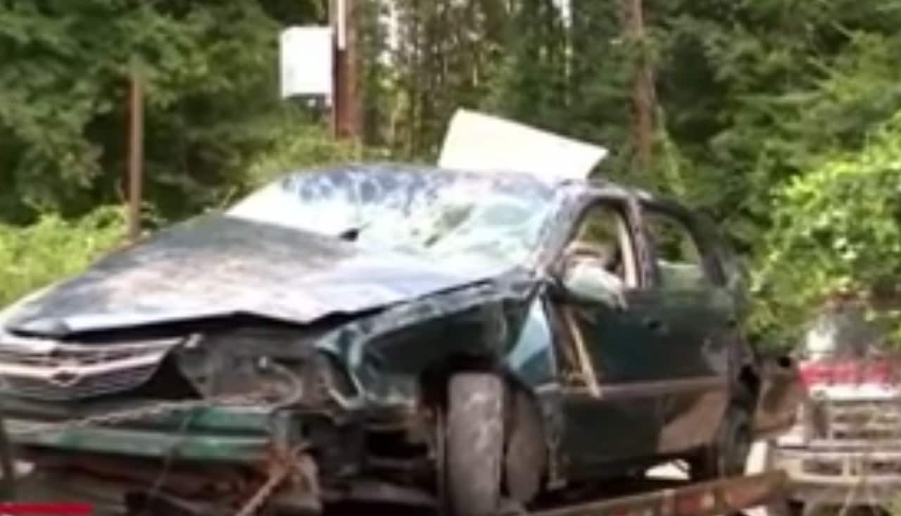 The damaged car (image via CNN)