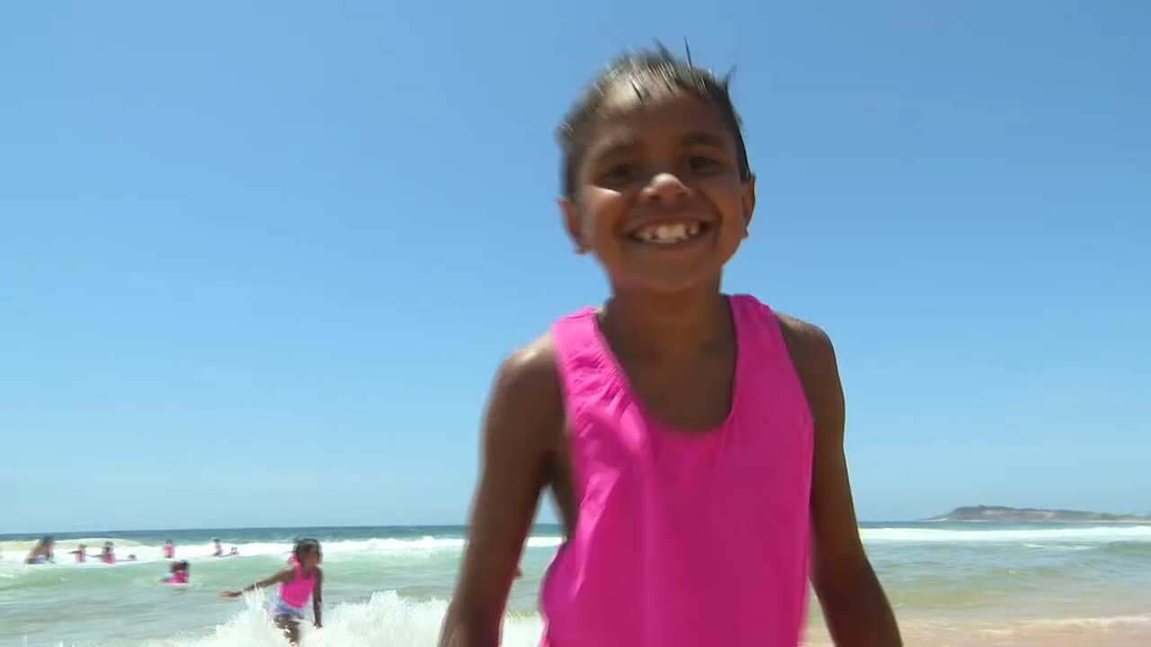 This is nine year-old Diante Williams' first time to the beach.