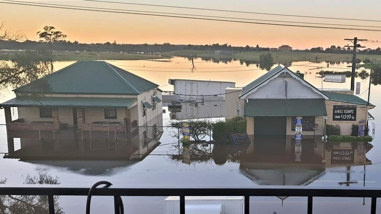 A butcher shop flooded in Sydney's Wilberforce in March.