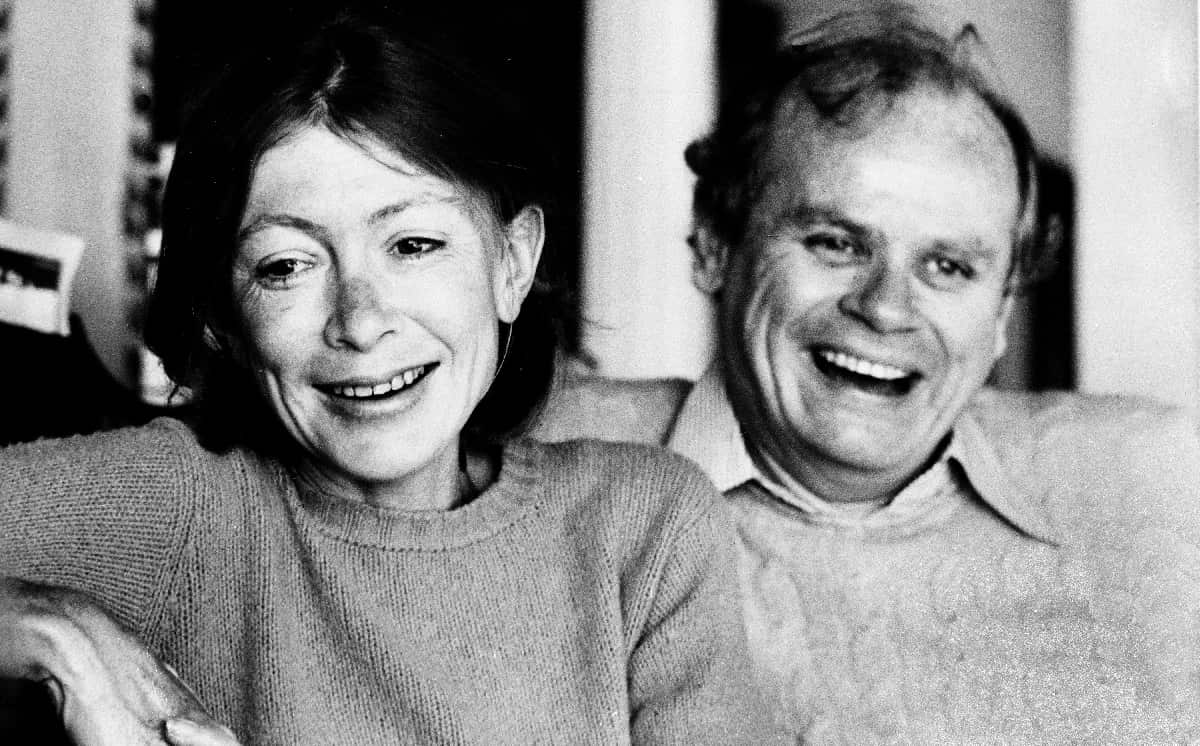 Joan Didion and her husband, John Dunne, at their Malibu home in December 1977.