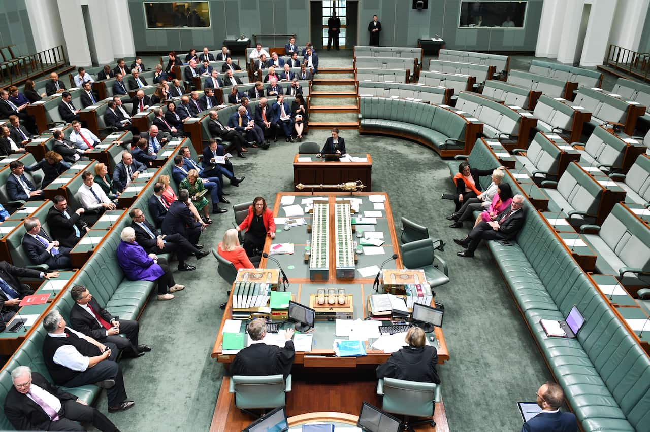 A division in action in the House of Representatives.