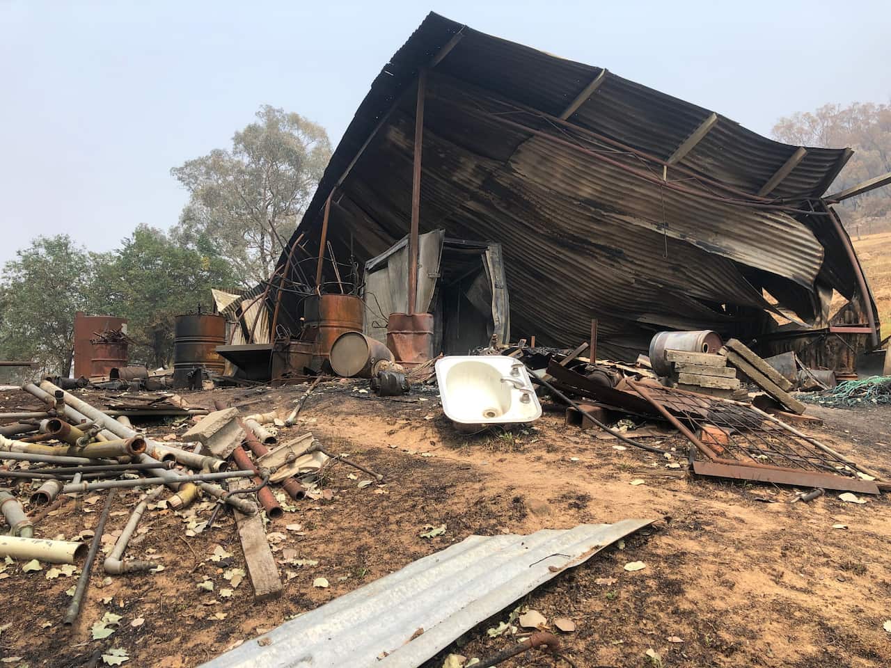 The property lost several buildings - but thankfully, only a few sheep. 