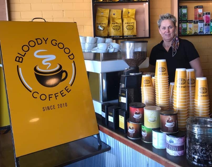 Cafe worker Donna Davison behind the counter. 