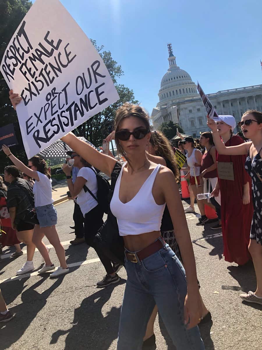 Emily Ratajkowski at the Washington march.