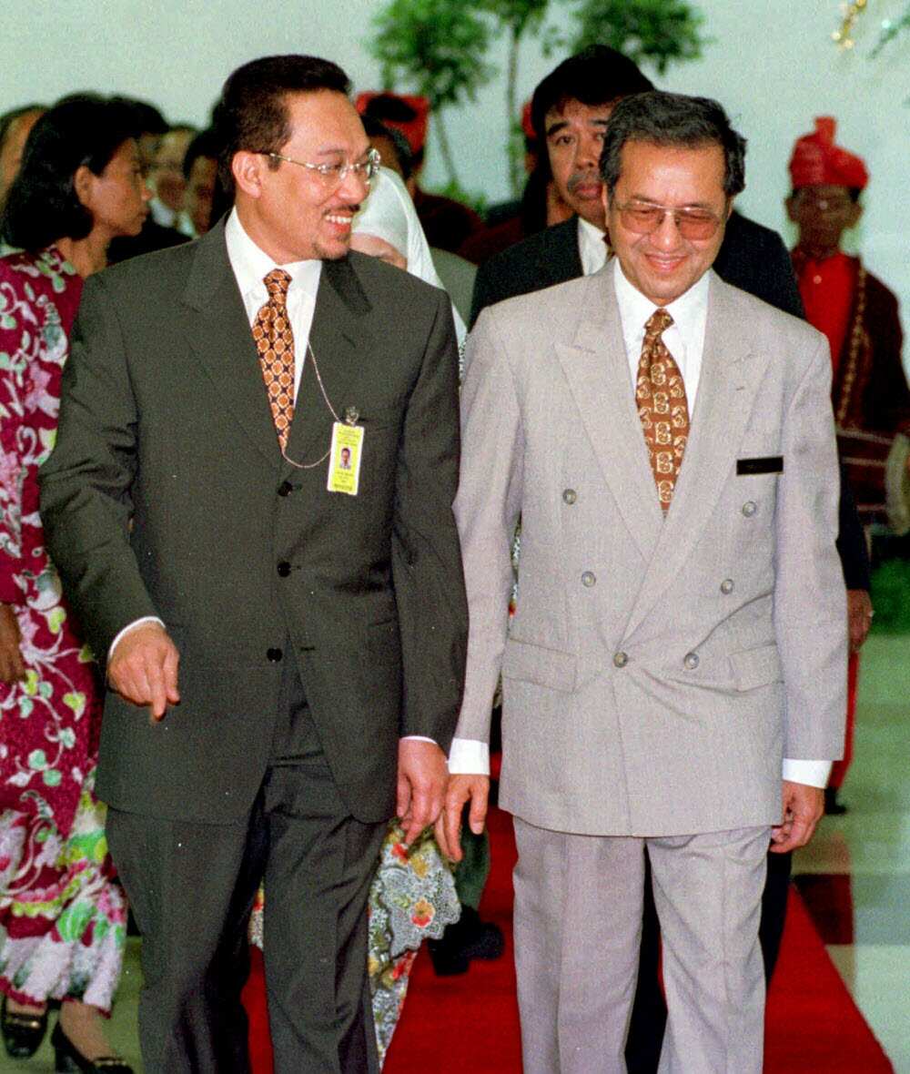 Mahathir Mohamad fell out with his one-time protoge and deputy Anwar Ibrahim in 1998. 