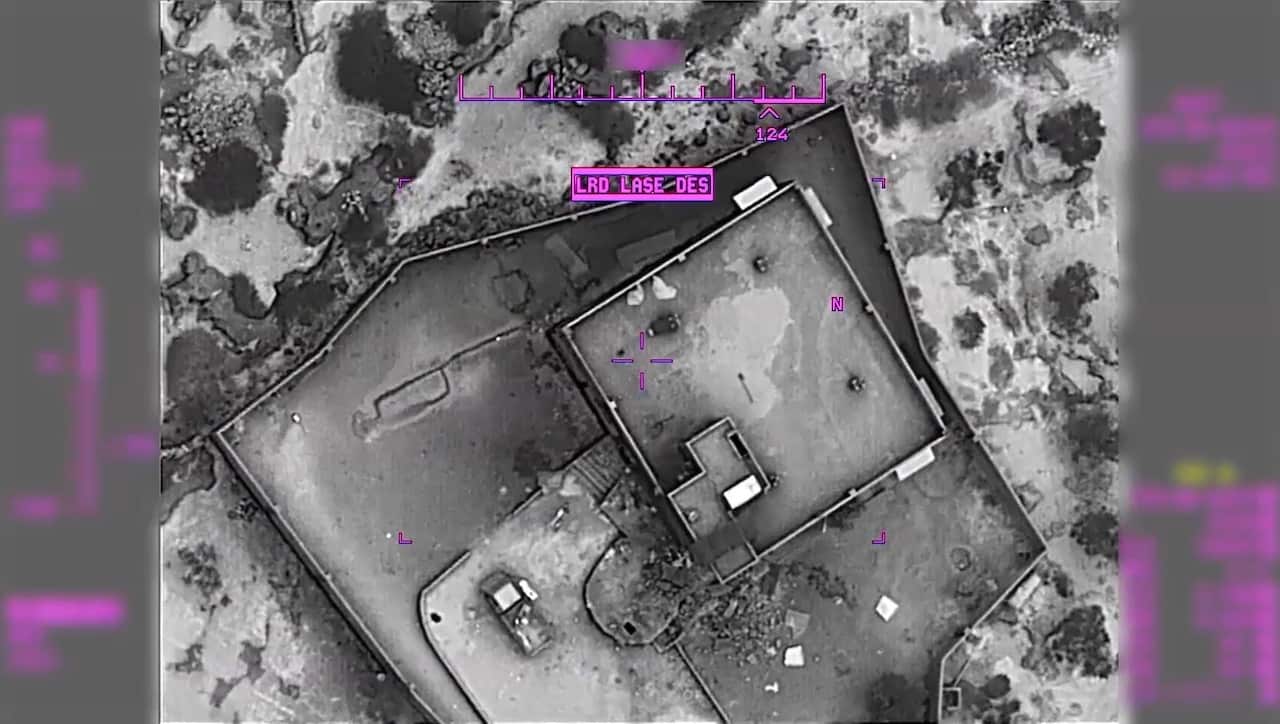 Footage from a drone showing the compound of Abu Bakr al-Baghdadi moments before a precision-guided strike following the US forces raid.