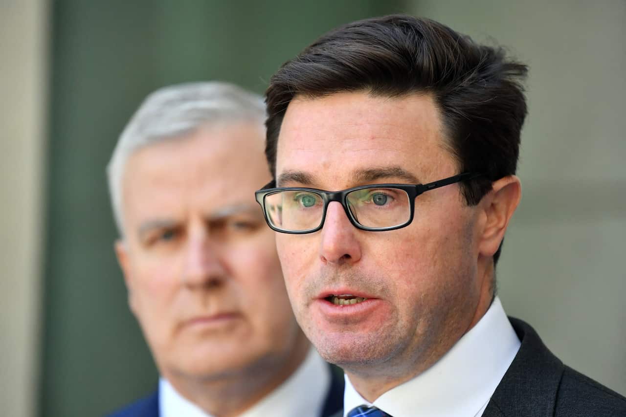 Deputy Prime Minister Michael McCormack and Minister for Water Resources David Littleproud announce the package. 