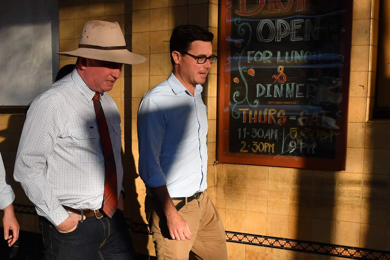Mr Joyce and Minister for Water Resources David Littleproud in Inverell for a tour of drought affected areas in northern NSW and southern Queensland.