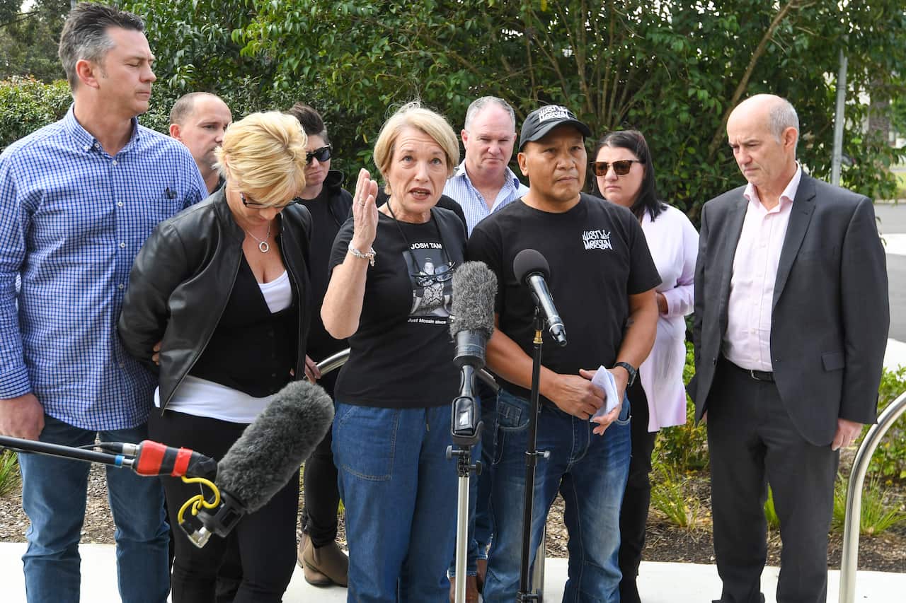 Parents of those who died, Andrew Murphy, Jennie Ross-King, Julie Tam, John Tam and Cornelius Brosnan.
